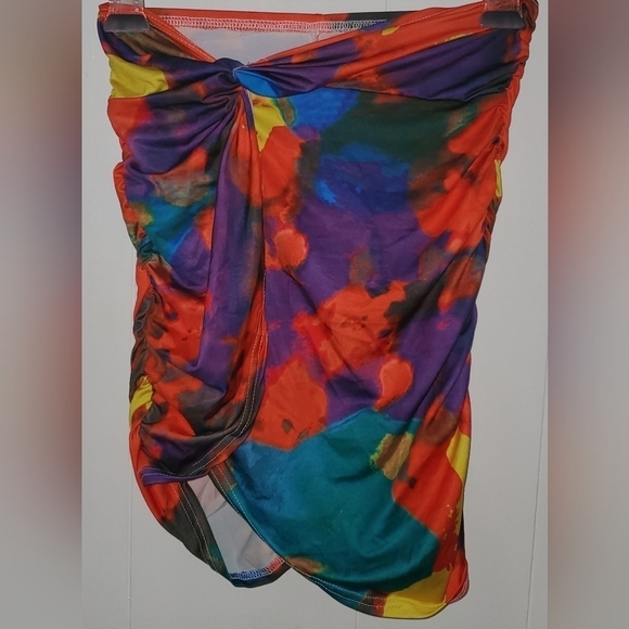 NWT Tangerine Red Tie-dye Sleeveless Crop Top & Pant 2 Piece Set - Picture 4 of 5